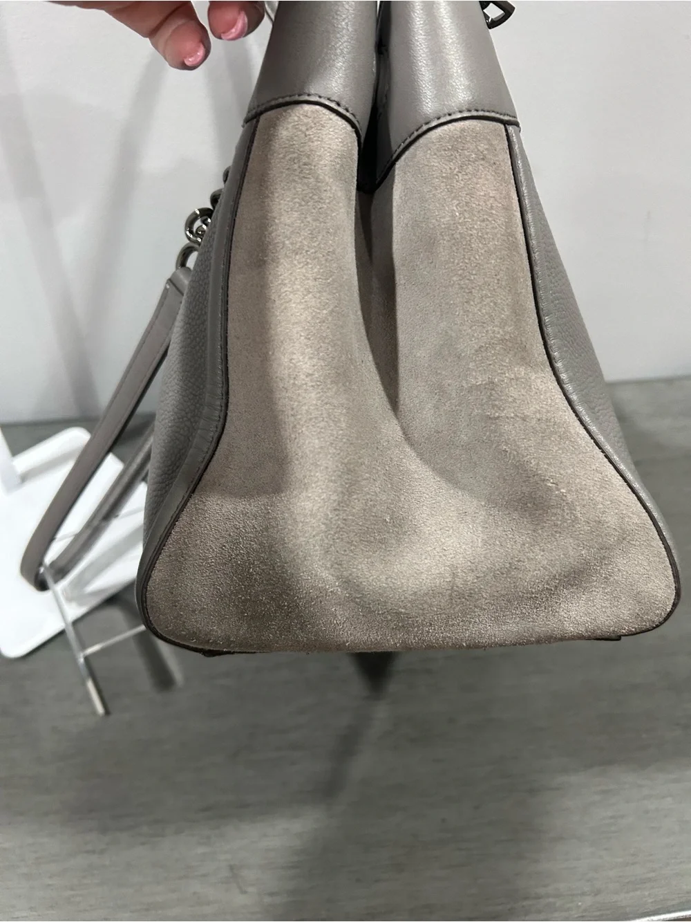 Coach Pebbled Leather Shoulder Bag in Light Gray